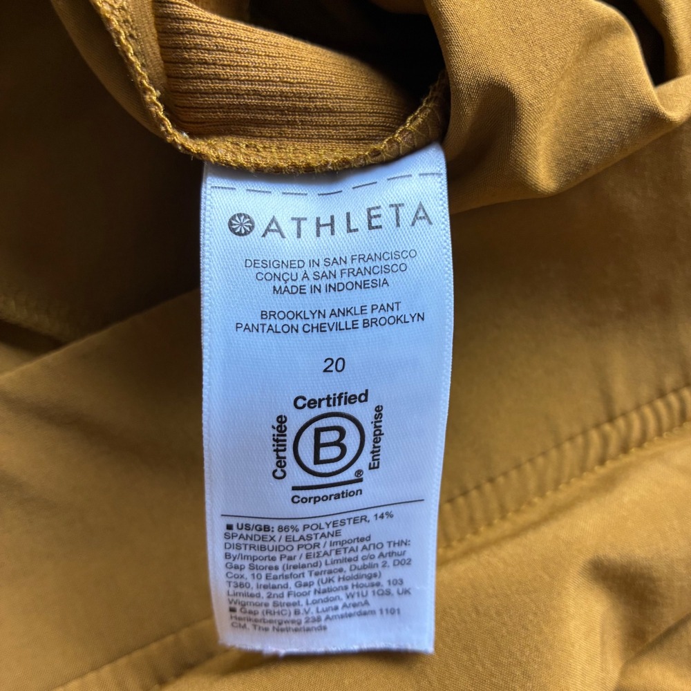 Athleta Brooklyn Ankle Pant 20 Mustard Yellow Ochre Tapered‎ 288086 Womens - Picture 6 of 10